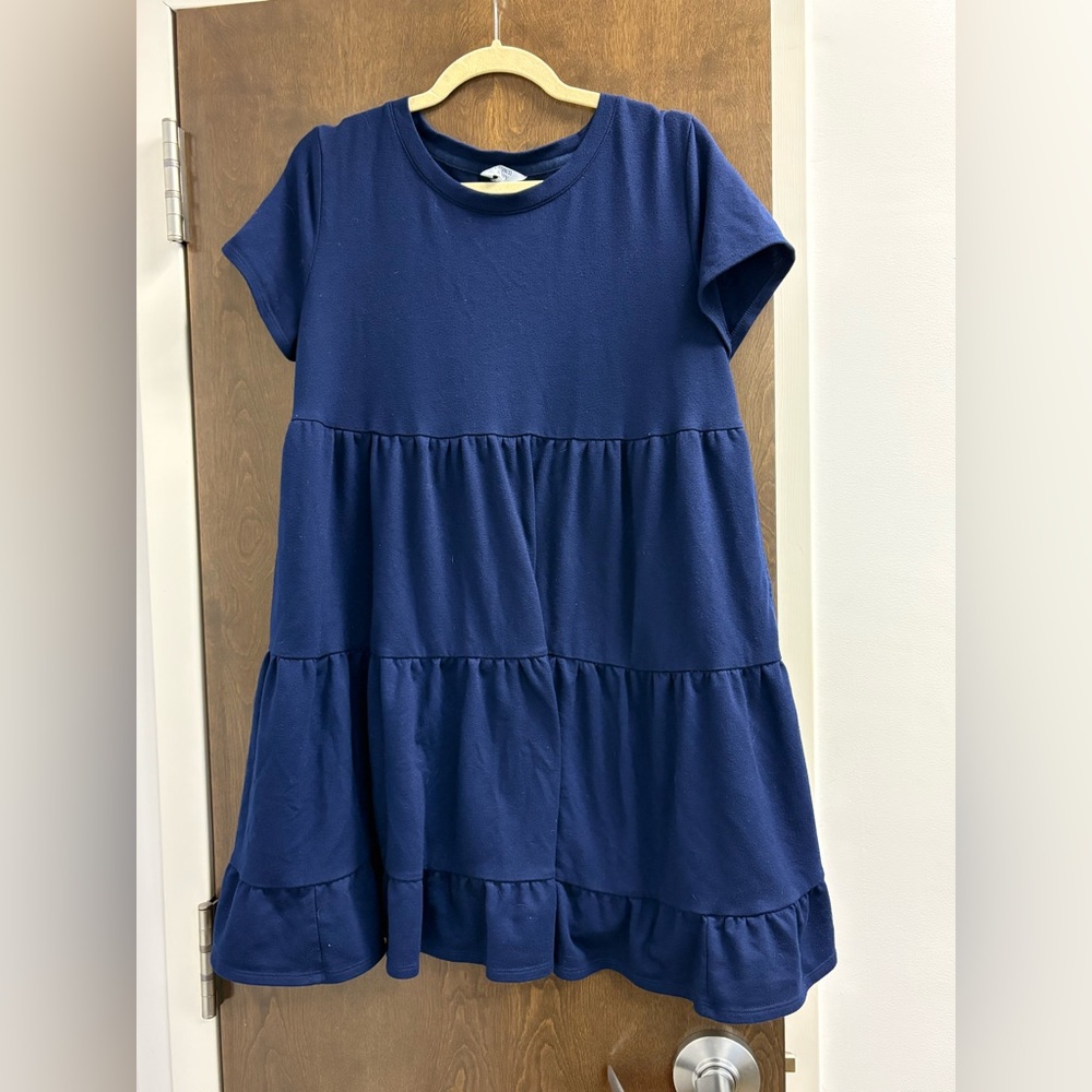 Crown & Ivy™ Navy Women's Short Sleeve Tiered Dress - Size Large - Picture 6 of 7